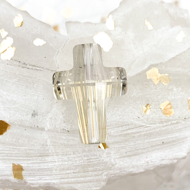 18mm Silver Shade Premium Crystal Cross Bead
