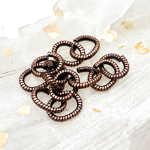 Load image into Gallery viewer, 6mm Textured Antique Copper Oval Jump Ring Set - 12pcs
