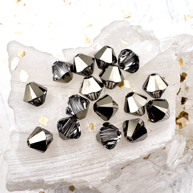 6mm Metallic Light Gold Premium Crystal Bicone Bead Set - 16pcs