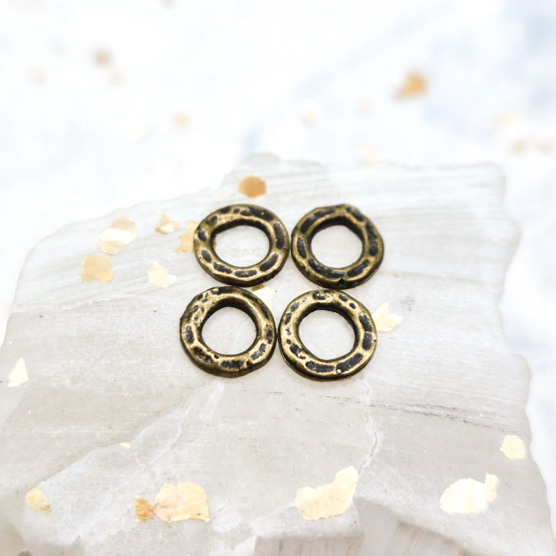 8mm Antique Bronze Plated Circle Metal Beads-4pcs