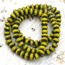 Load image into Gallery viewer, Pre-Order 3x5mm Rondelle Peridot with Picasso Finish Bead Strand
