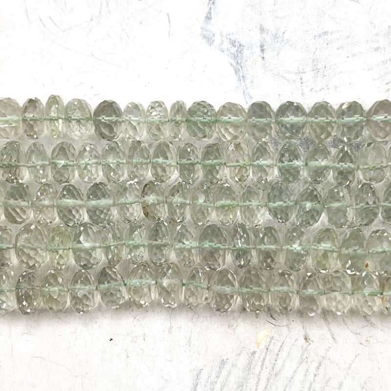 Faceted Green Quartz Bead Strand