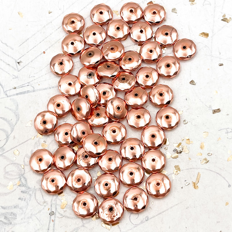12mm Faceted Rose Gold Metal Beads