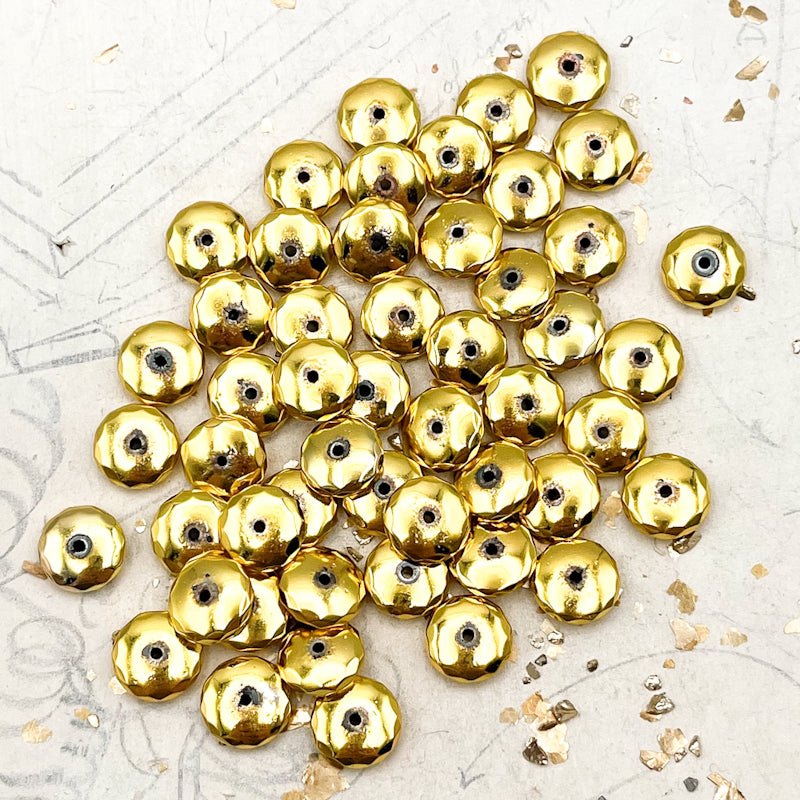 12mm Faceted Bright Gold Metal Beads
