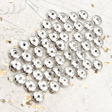 Load image into Gallery viewer, 10mm Faceted Bright Silver Lining Metal Beads
