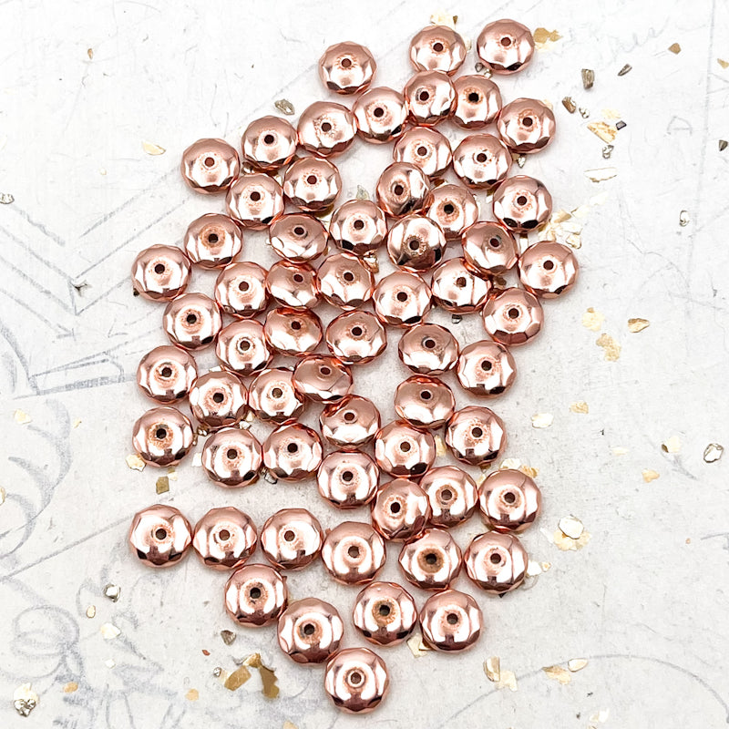 10mm Faceted Bright Copper Metal Beads