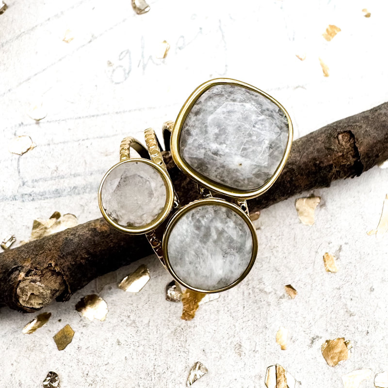 Moonstone and Gold Premo Crystal Ring - Paris Find