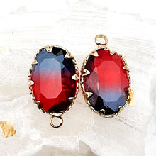 Load image into Gallery viewer, 19mm Oval Cherries &amp; Berries Glass with Brass Charm Pair
