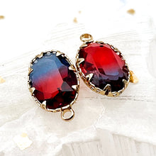 Load image into Gallery viewer, 19mm Oval Cherries &amp; Berries Glass with Brass Charm Pair
