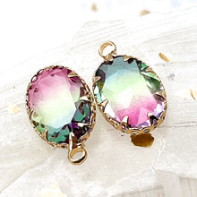 Load image into Gallery viewer, 19mm Oval Spring Ombre Glass with Brass Charm Pair
