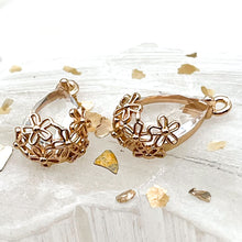 Load image into Gallery viewer, Pre-Order Light Gold Teardrop with Flower Transparent Glass Charm
