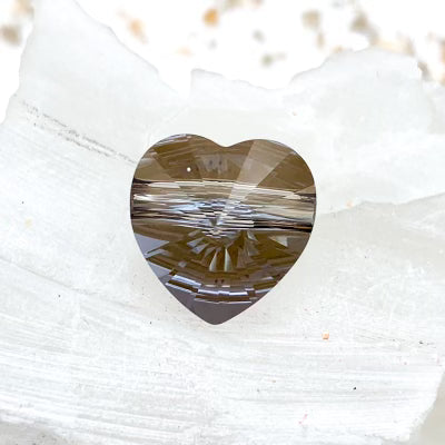 14mm Bronze Premium Crystal Large Hole Heart Bead
