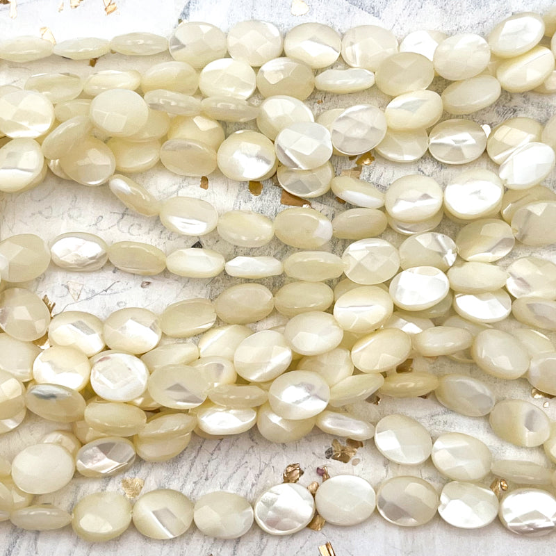 Faceted White Bead Strand