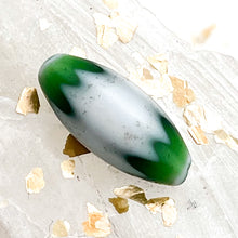 Load image into Gallery viewer, Green and White Vintage African Chevron Glass Bead
