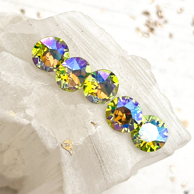 Citrus Green with Blue AB Foiled Crystal Set - 5pcs
