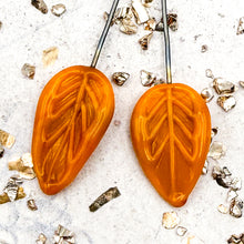 Load image into Gallery viewer, Mustard Yellow Rita Leaf Head Pin Pair
