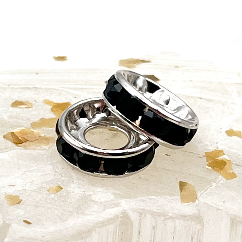 10mm Premium Austrian Crystal Rondelle Pair Jet