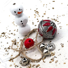Load image into Gallery viewer, Frosty the Snowman with Antique Silver-Plated Red Bead
