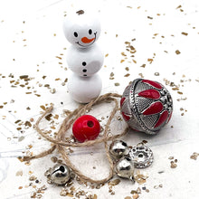 Load image into Gallery viewer, Frosty the Snowman with Antique Silver-Plated Red Bead
