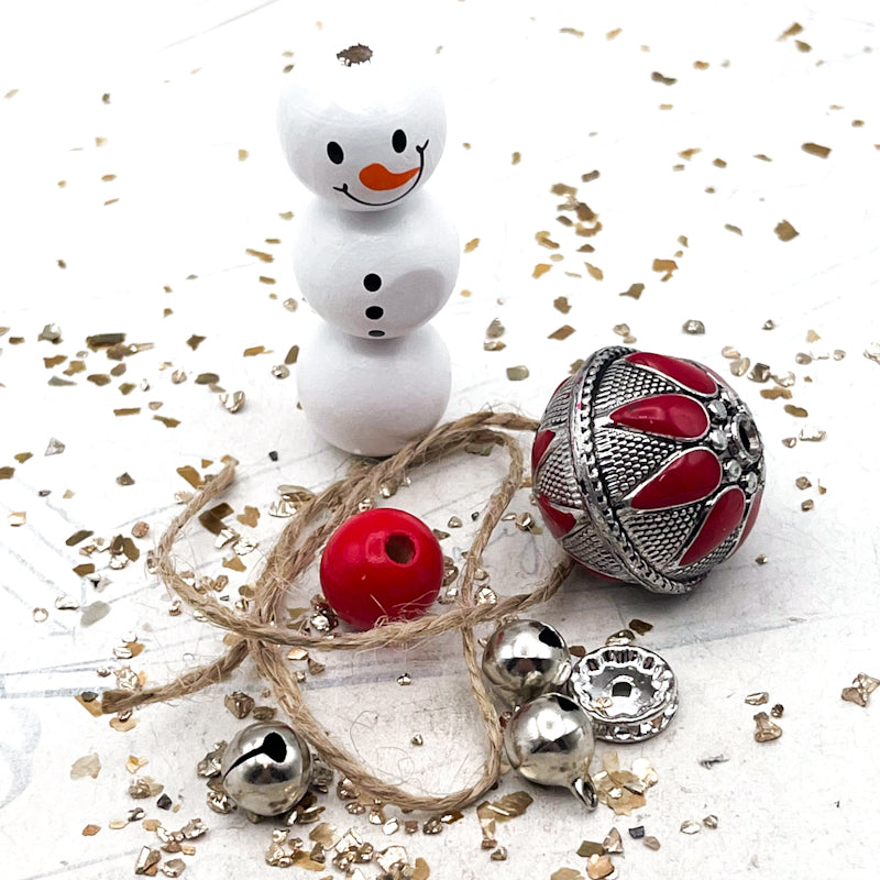 Frosty the Snowman with Antique Silver-Plated Red Bead