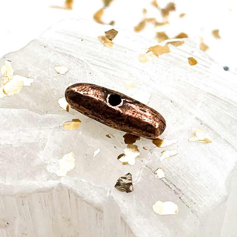 17mm Antique Copper Horizontal Organic Metal Tube Bead