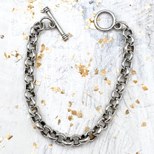 Load image into Gallery viewer, Antique Silver Rolo Chain Charm Bracelet
