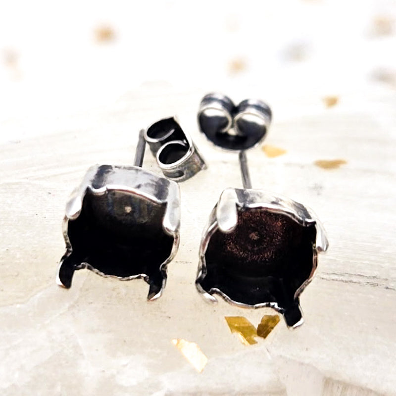 8mm Antique Silver Post Sparkle Earrings