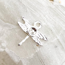 Load image into Gallery viewer, Pre-Order Sterling Silver Tiny Dragonfly Bezel Charm
