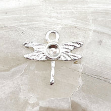 Load image into Gallery viewer, Pre-Order Sterling Silver Tiny Dragonfly Bezel Charm
