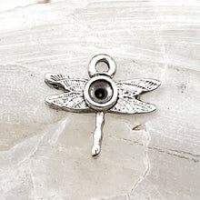 Load image into Gallery viewer, Pre-Order Antique Silver Tiny Dragonfly Bezel Charm
