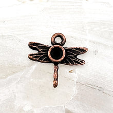 Load image into Gallery viewer, Pre-Order Antique Copper Tiny Dragonfly Bezel Charm
