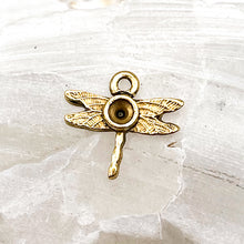 Load image into Gallery viewer, Pre-Order Antique Gold Tiny Dragonfly Bezel Charm
