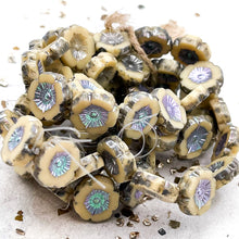 Load image into Gallery viewer, Pre-Order 12mm Hibiscus Flower Beige with Antique Silver and AB Finishes
