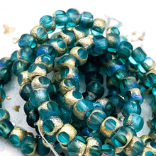 Load image into Gallery viewer, 5mm Trica Sea Green with Etched, Gold, and AB Finishes
