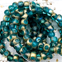 Load image into Gallery viewer, 5mm Trica Sea Green with Etched, Gold, and AB Finishes
