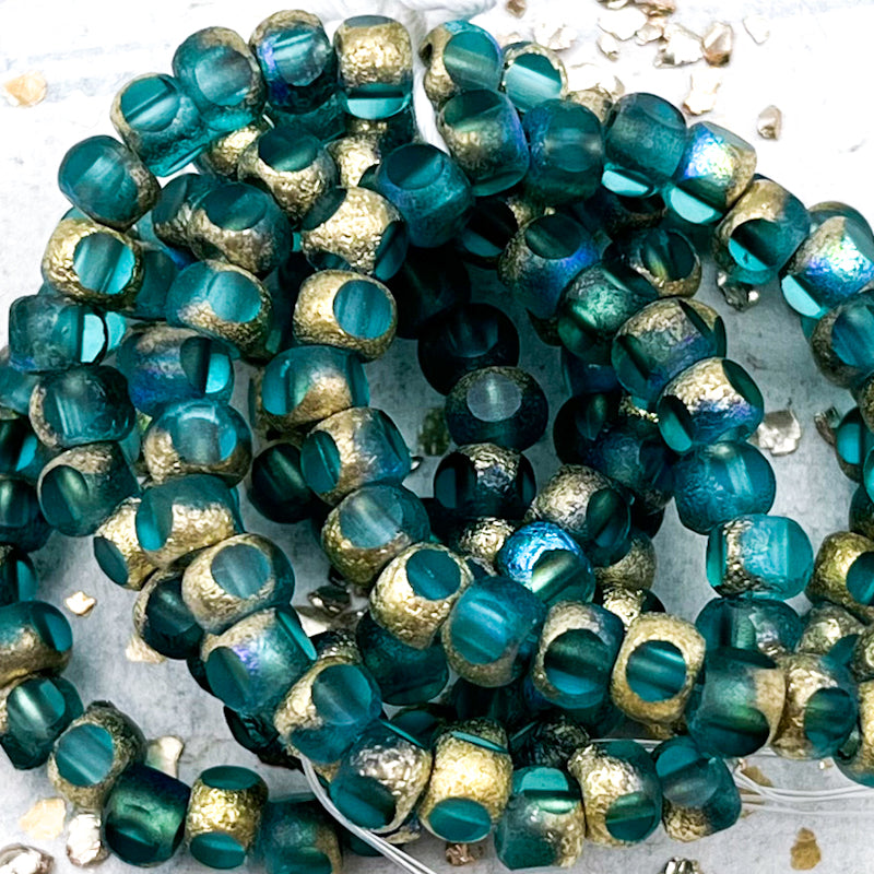 5mm Trica Sea Green with Etched, Gold, and AB Finishes