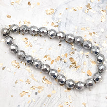 Load image into Gallery viewer, 8mm Faceted Round Firepolished Bead Antique Silver Strand
