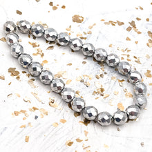 Load image into Gallery viewer, 8mm Faceted Round Firepolished Bead Antique Silver Strand
