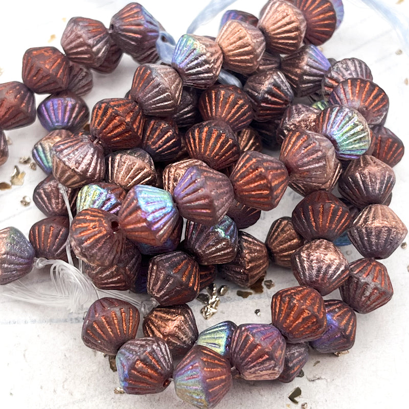 Pre-Order 11mm Tribal Bicone Copper with Etched and AB Finishes