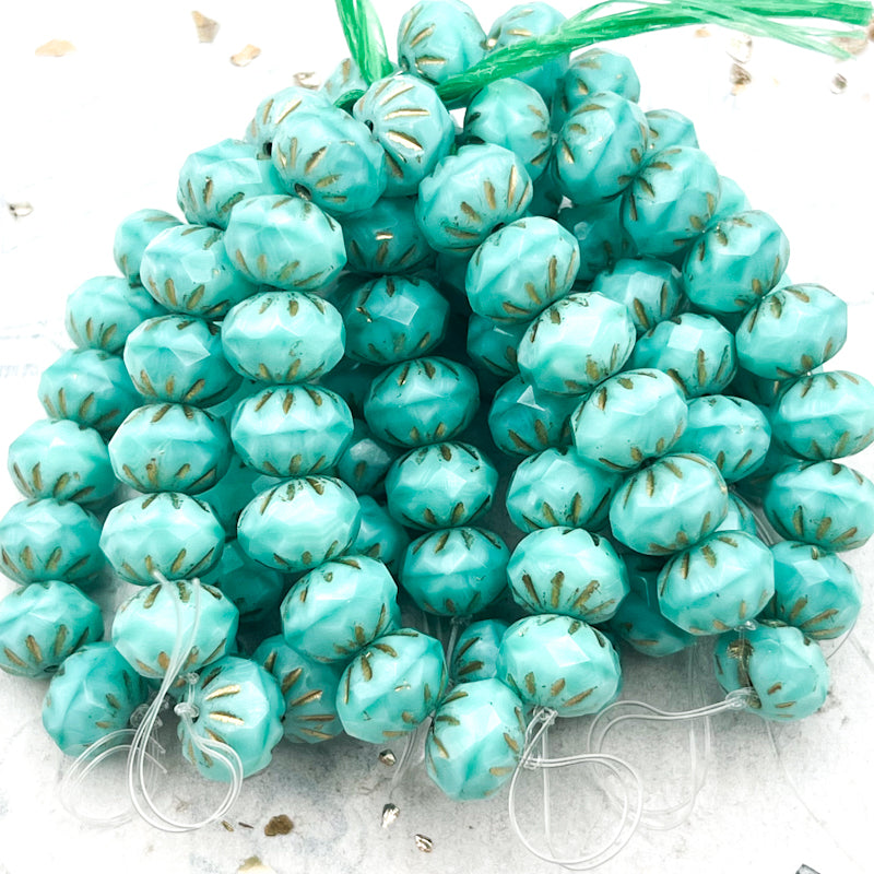 7x10mm Cruller Sea Green with Gold Wash