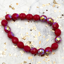Load image into Gallery viewer, 8mm Faceted Round Firepolished Bead Red with Rainbow AB Finish Strand

