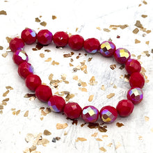 Load image into Gallery viewer, 8mm Faceted Round Firepolished Bead Red with Rainbow AB Finish Strand
