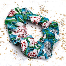 Load image into Gallery viewer, Aquamarine, Red, &amp; White Scrunchie
