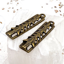 Load image into Gallery viewer, Antique Brass Pine Tree Charm Pair
