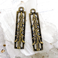 Load image into Gallery viewer, Antique Brass Pine Tree Charm Pair
