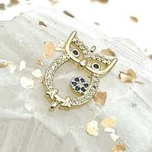 Load image into Gallery viewer, 18K Gold Plated Cubic Zirconia Owl Charm
