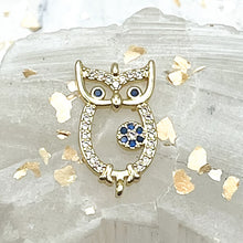 Load image into Gallery viewer, 18K Gold Plated Cubic Zirconia Owl Charm
