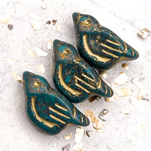Load image into Gallery viewer, 11x22mm Bird Tiffany Green with Gold Finish and Gold Wash
