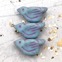 Load image into Gallery viewer, Pre-Order 11x22mm Bird Matte Baby Blue with Metallic Pink Wash

