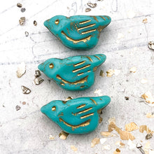Load image into Gallery viewer, 11x22mm Bird Tiffany Green with a Gold Wash
